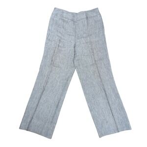 Casual Corner Annex Petite Grey Linen Blend Wide Leg Trousers Pants Size 4P